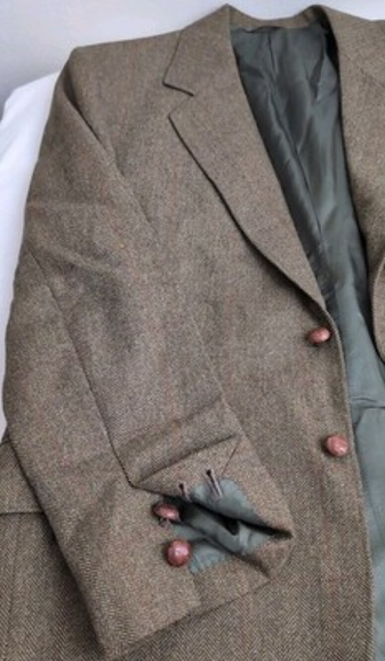 Bespoke John G Hardy Handmade Tweed Herringbone Surgeon Cuff Sport Coat 42R Vtg